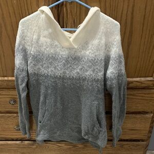 Sonoma Women's Gray and Cream Cowl Neck Sweater